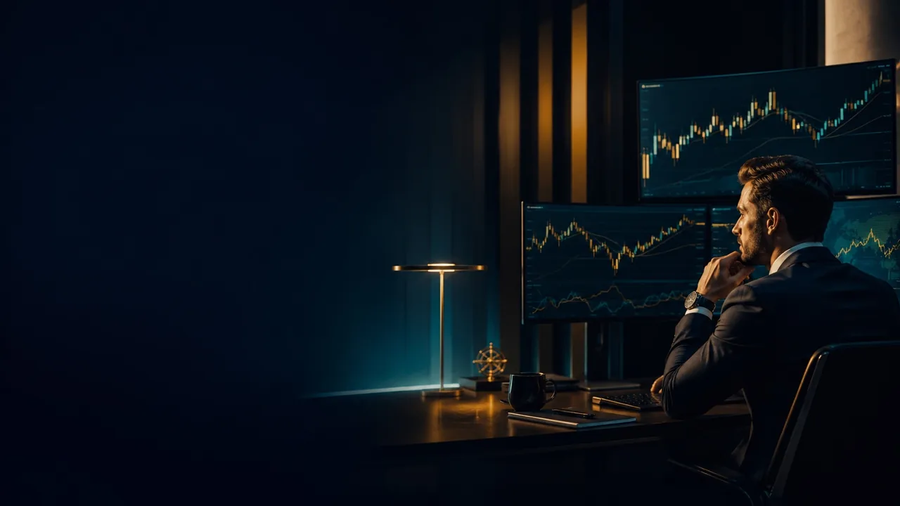 Professional trader reviewing market information in a secure trading environment.